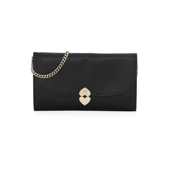 Kate Spade Black Leather Lula Gold Chain Clutch - Picture 4 of 10